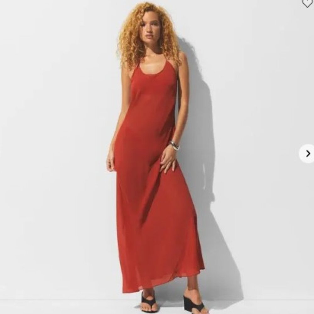 SKIMS Auburn Sheer Cover-Up Long Halter Dress 2X